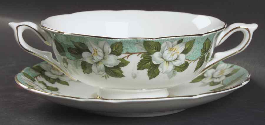 Montrose Footed Cream Soup Bowl & Saucer Set by Gladstone-1