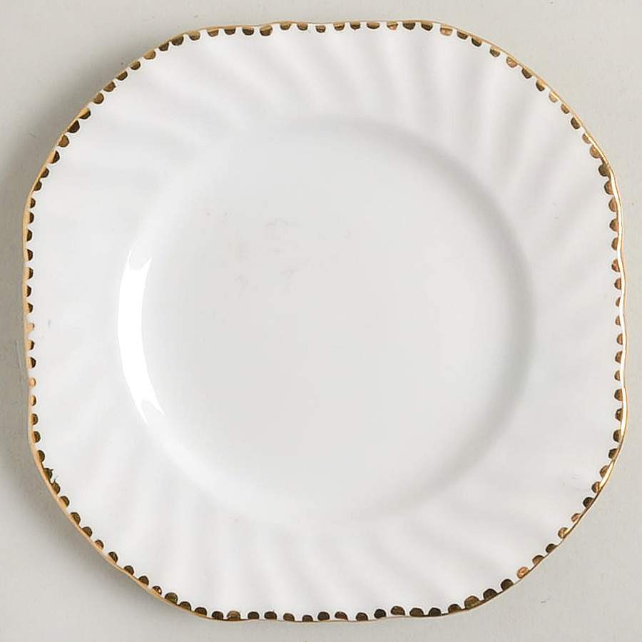 Old Grecian Flute Gold (Gold Dots On Edge) Square Bread & Butter Plate by Gladstone-1
