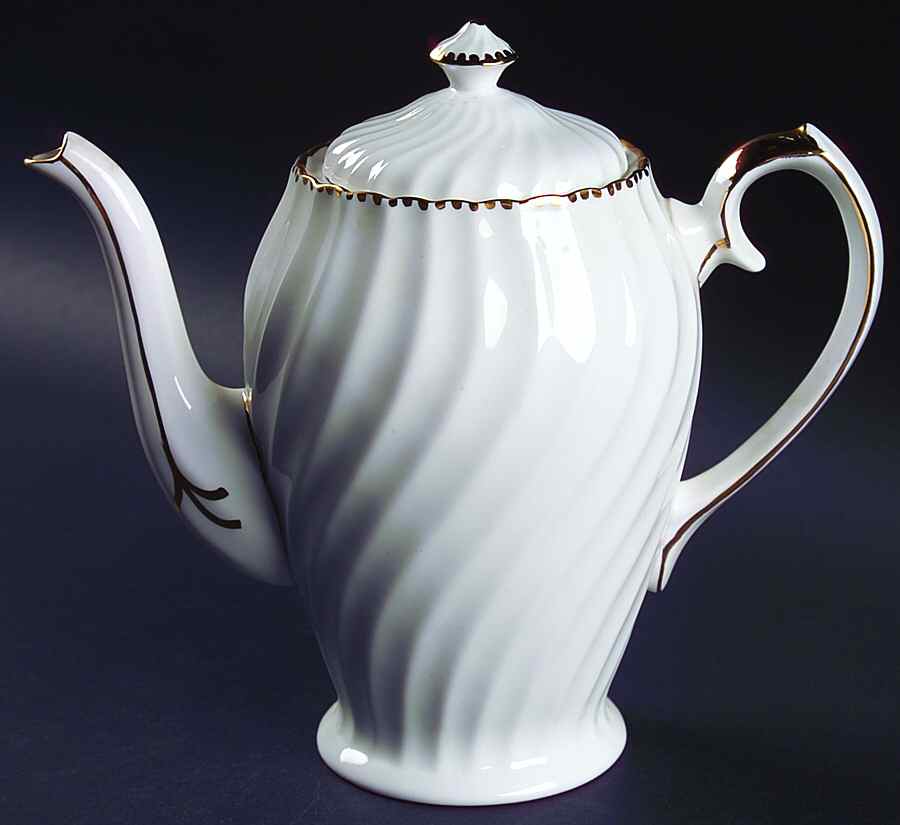 Old Grecian Flute Gold (Gold Dots On Edge) Coffee Pot & Lid by Gladstone-1