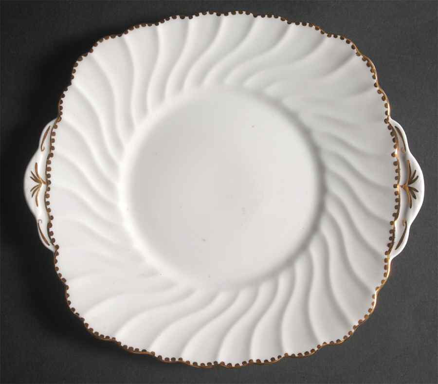 Old Grecian Flute Gold (Gold Dots On Edge) Cake Plate by Gladstone-1