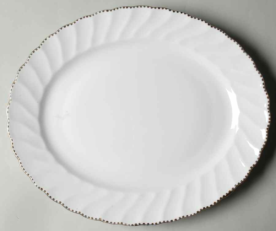 Old Grecian Flute Gold (Gold Dots On Edge) 12" Oval Serving Platter by Gladstone-1