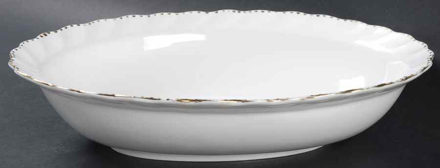 Old Grecian Flute Gold (Gold Dots On Edge) 10" Oval Vegetable Bowl by Gladstone-1