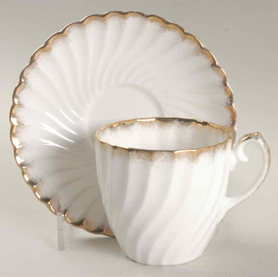 Old Grecian Flute Gold (Sprayed Gold Edge) Flat Cup & Saucer Set by Gladstone-1