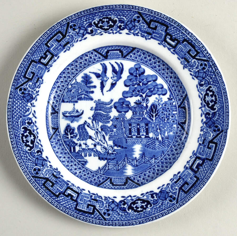 Willow Blue Salad Plate by Globe Pottery (England)-1