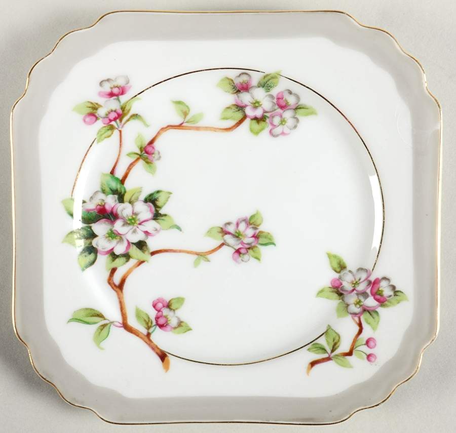 Apple Blossom Square Salad Plate by Gold China-1