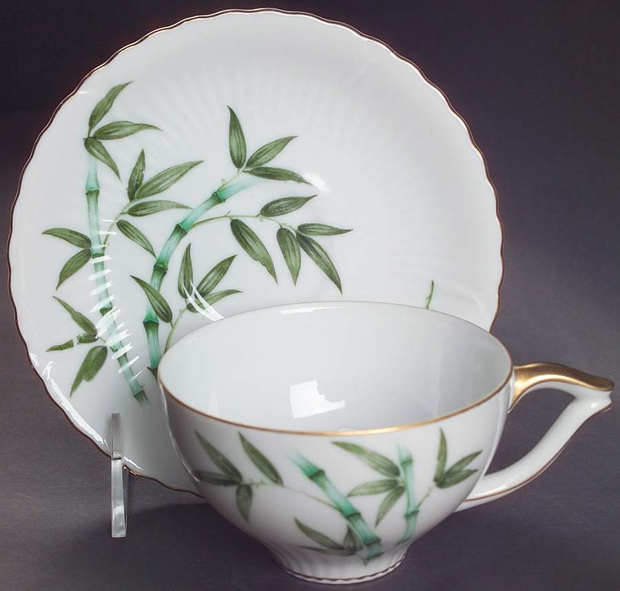 Bamboo (Scalloped) Flat Cup & Saucer Set by Gold China-1