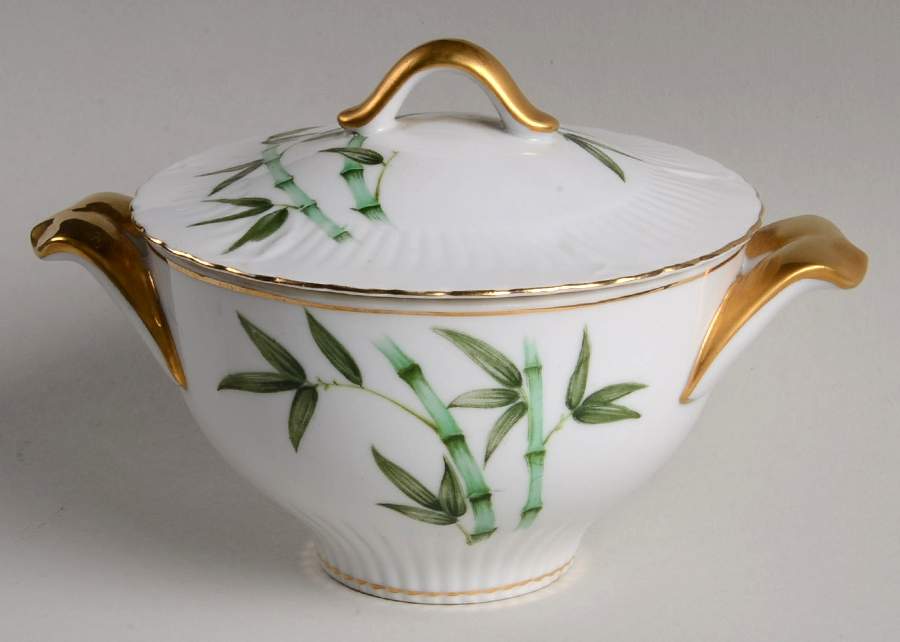 Bamboo (Scalloped) Sugar Bowl & Lid by Gold China-1