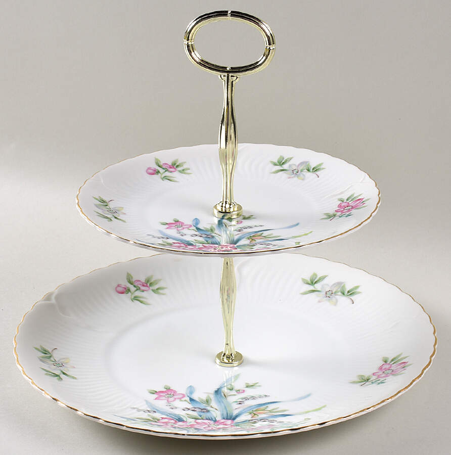 Belle 6 5/8"-10"  2 Tiered Serving Tray (Dp, Sp) HC by Gold China-1