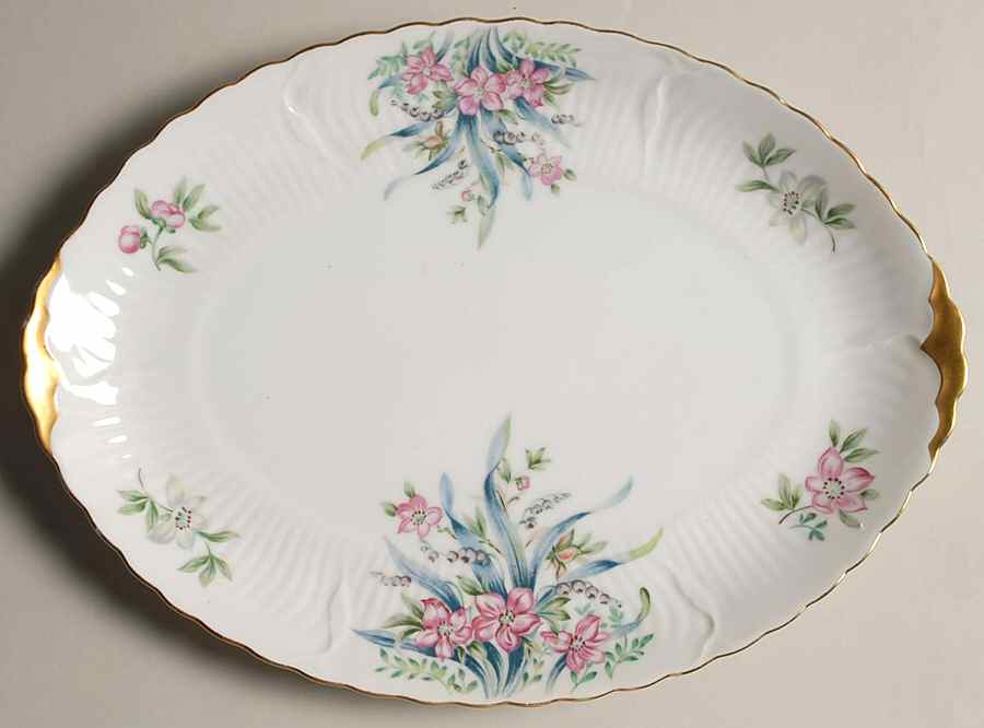 Belle 12" Oval Serving Platter by Gold China-1