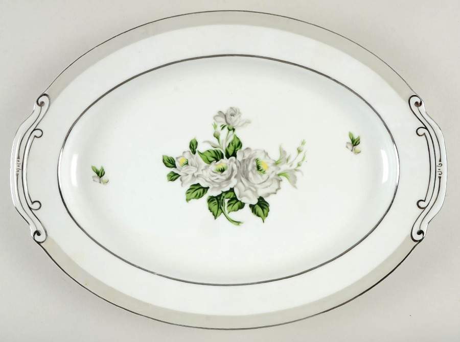 First Love (Platinum Trim) 16" Oval Serving Platter by Gold China-1