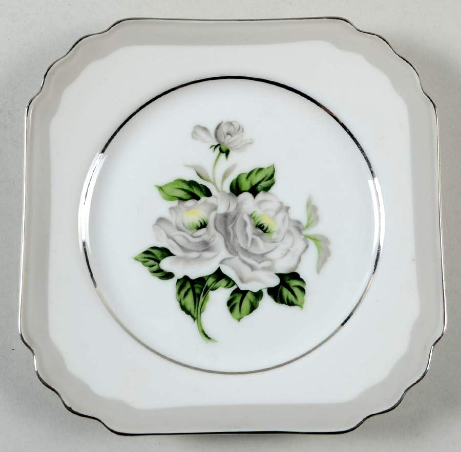 First Love (Platinum Trim) Square Salad Plate by Gold China-1