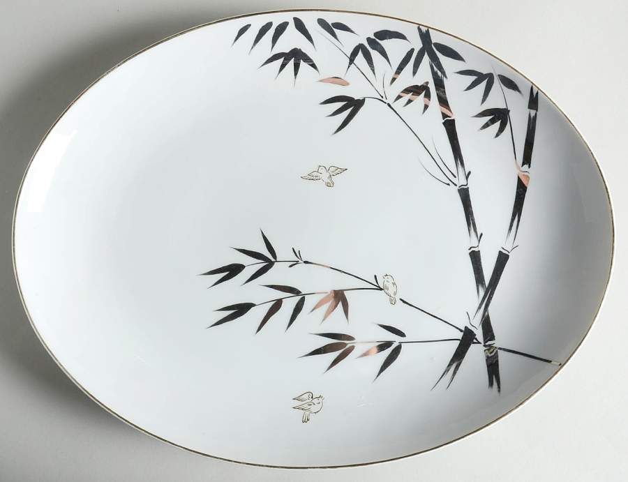 Plabamboo 16" Oval Serving Platter by Gold China-1