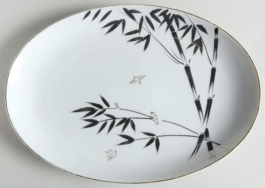 Plabamboo 12" Oval Serving Platter by Gold China-1