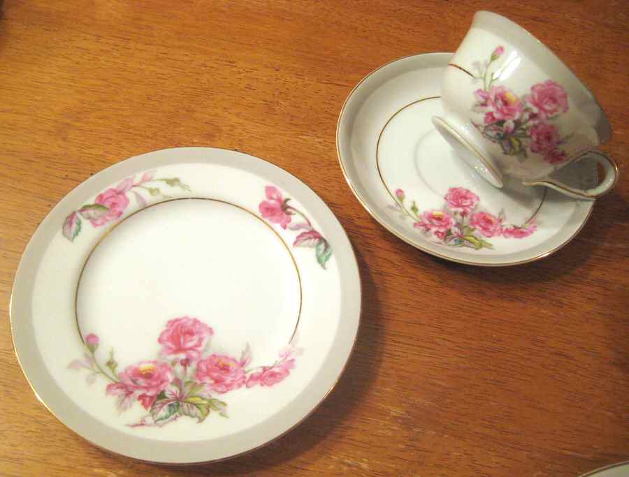 Rose Dawn Footed Cup & Saucer Set by Gold China-1