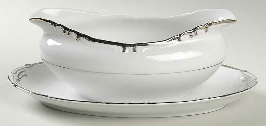 Starlite Gravy Boat with Attached Underplate by Gold China-1