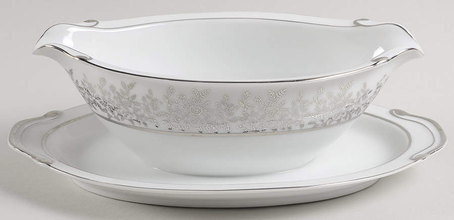 Star Dust Gravy Boat with Attached Underplate by Gold China-1