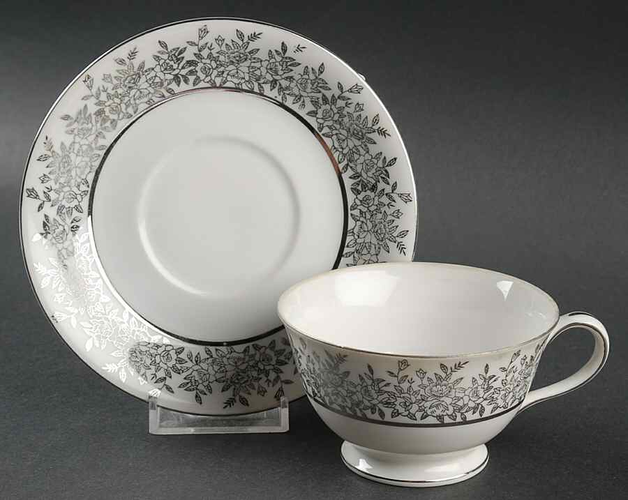 Star Dust Footed Cup & Saucer Set by Gold China-1