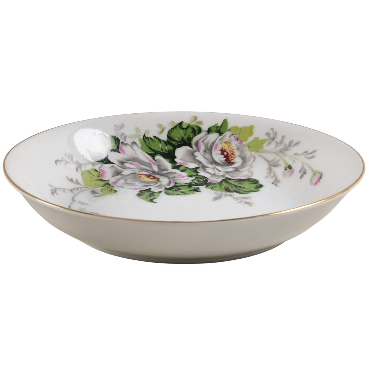 White Dahlia Coupe Soup Bowl by Gold China-1