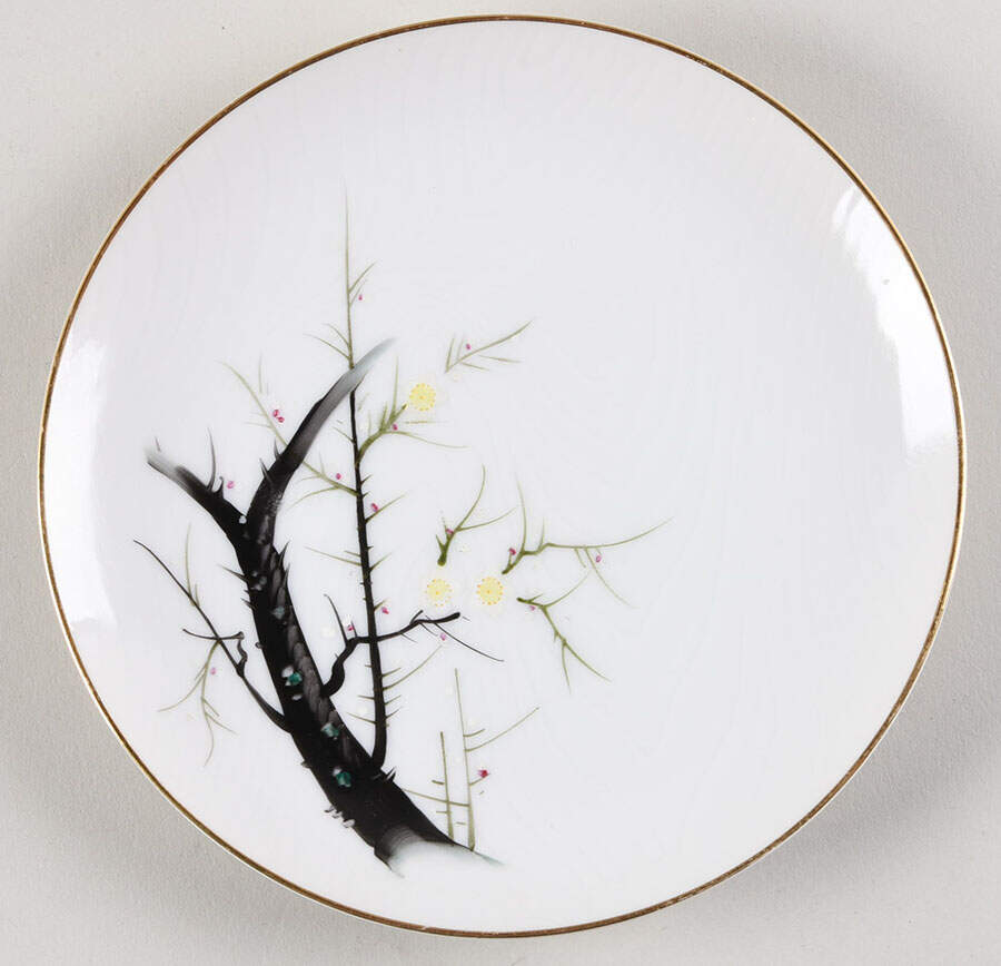 White Plum Bread & Butter Plate by Gold China-1