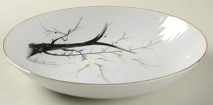 White Plum Coupe Soup Bowl by Gold China-1