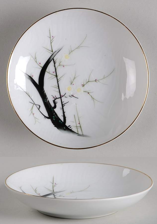 White Plum Fruit/Dessert (Sauce) Bowl by Gold China-1