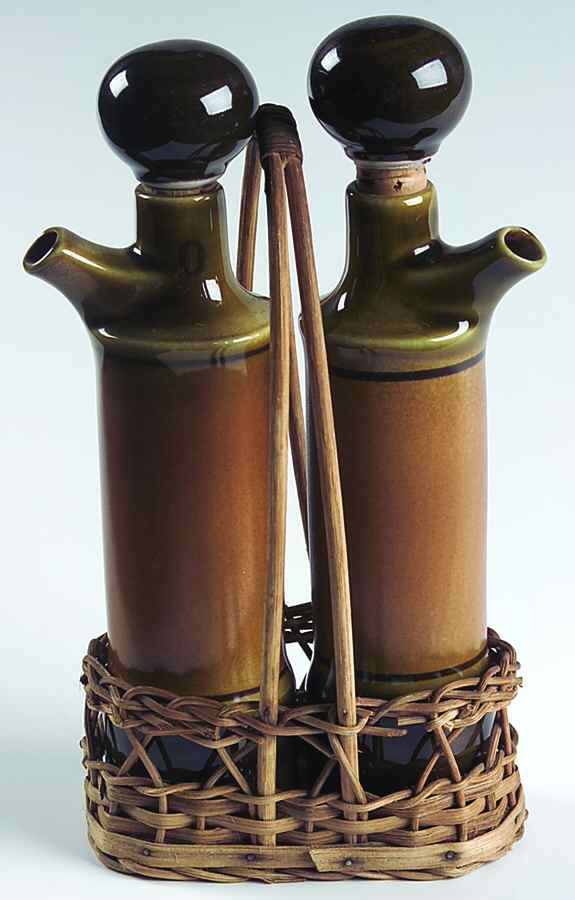 Bretagne Oil and Vinegar W/Stoppers in Center Handle Basket by Goebel-1