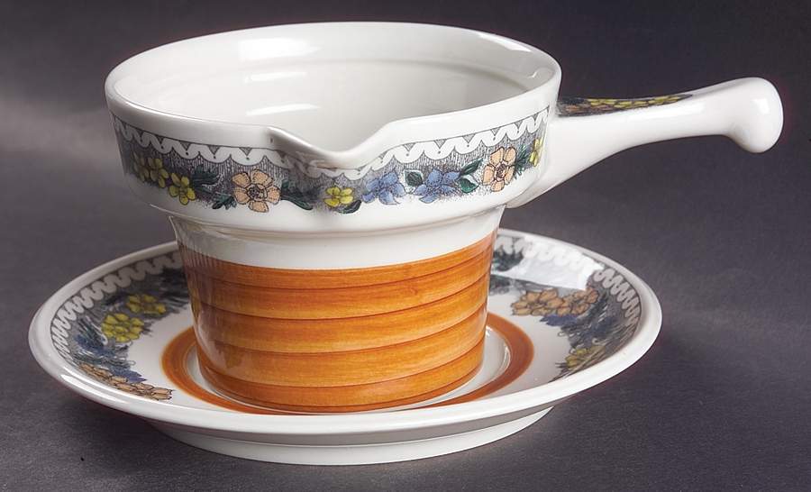 Burgund Round Gravy Boat & Underplate by Goebel-1
