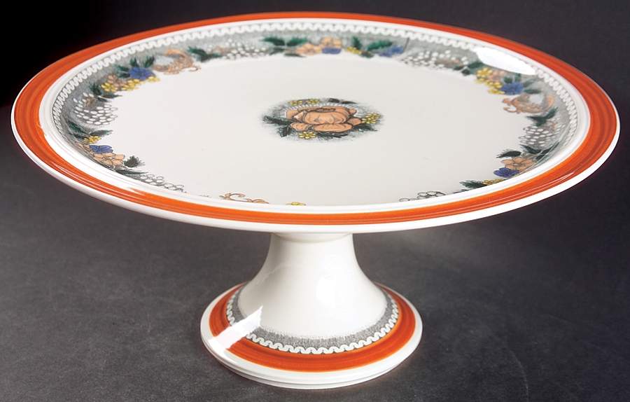 Burgund 12" Diameter Pedestal Cake Stand by Goebel-1