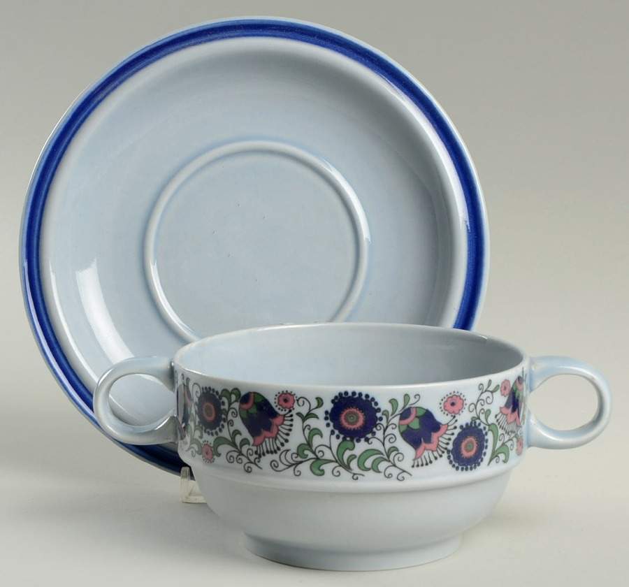 Mazurka Footed Cream Soup Bowl & Saucer Set by Goebel-1