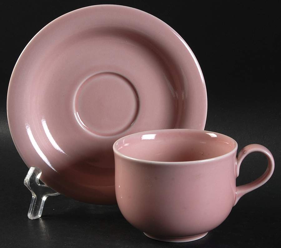 Meridian Pink Flat Cup & Saucer Set by Goebel-1