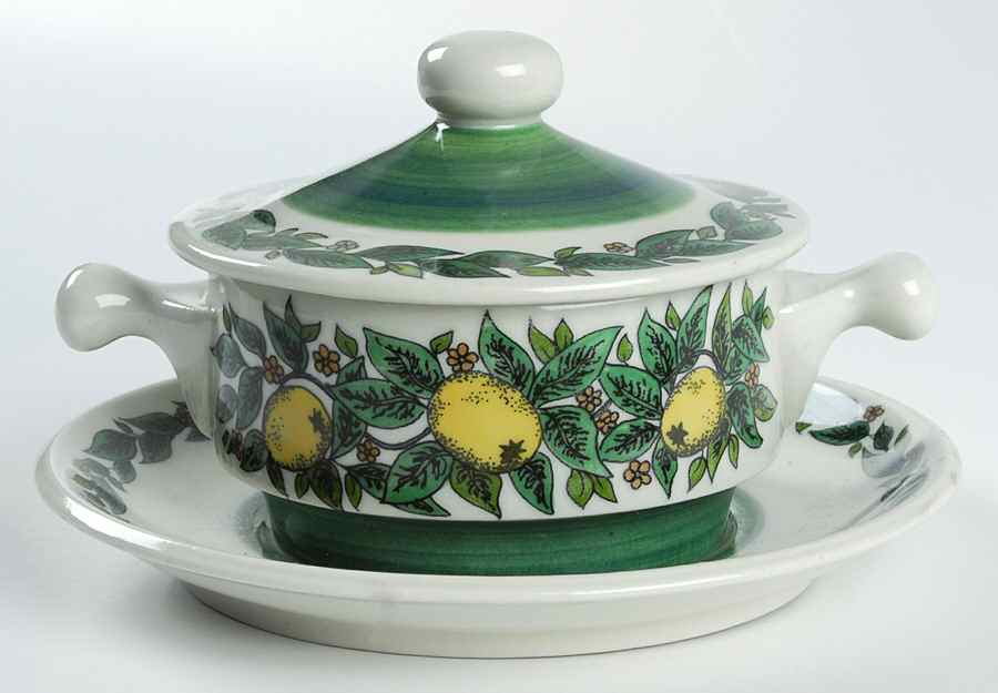 Savoy Cream Soup Bowl & Saucer Set with Lid by Goebel-1
