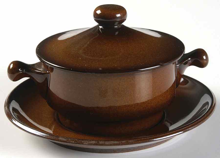 Tobago Cream Soup Bowl & Saucer Set with Lid by Goebel-1