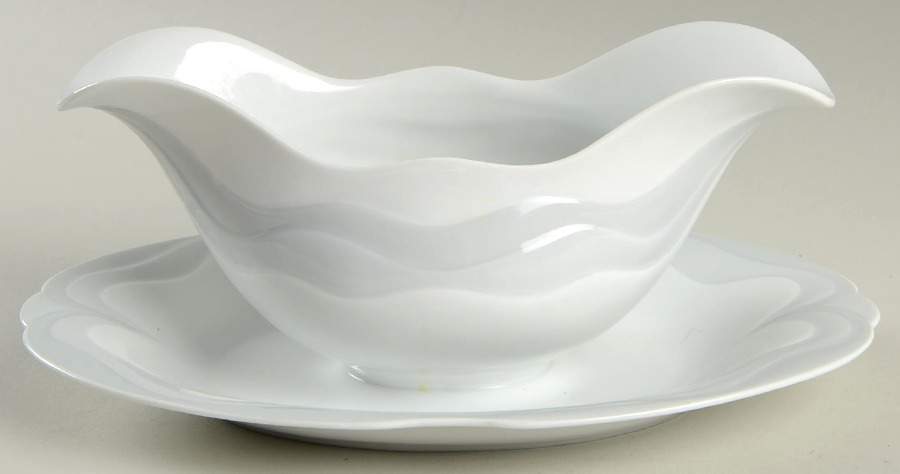 Zamora Gray Gravy Boat with Attached Underplate by Goebel-1