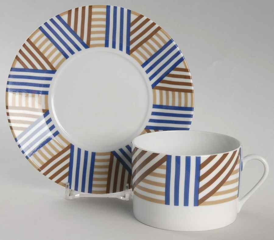 Anna Blue Flat Cup & Saucer Set by Bill Goldsmith-1
