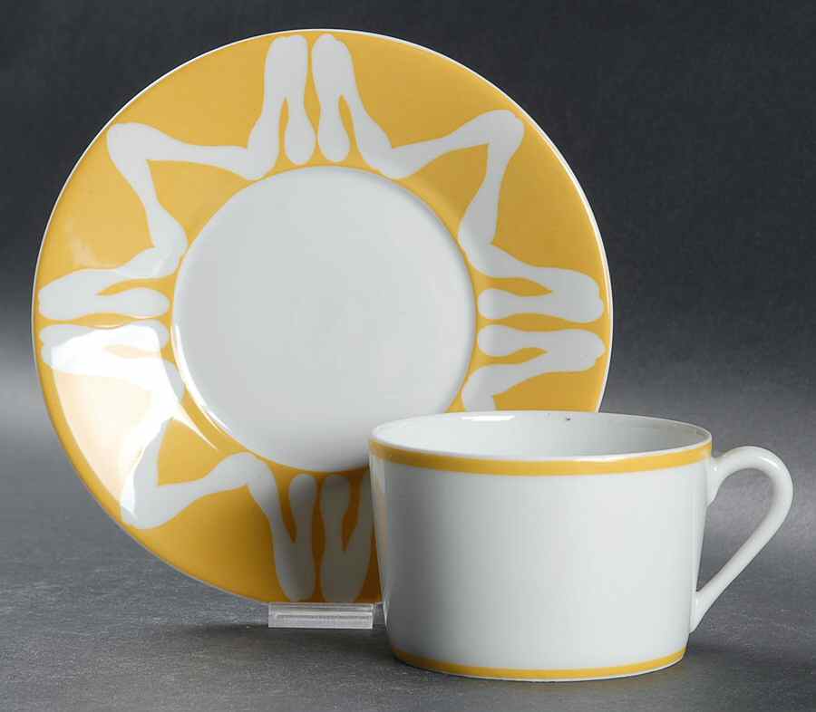 New Florida Yellow Flat Cup & Saucer Set by Bill Goldsmith-1