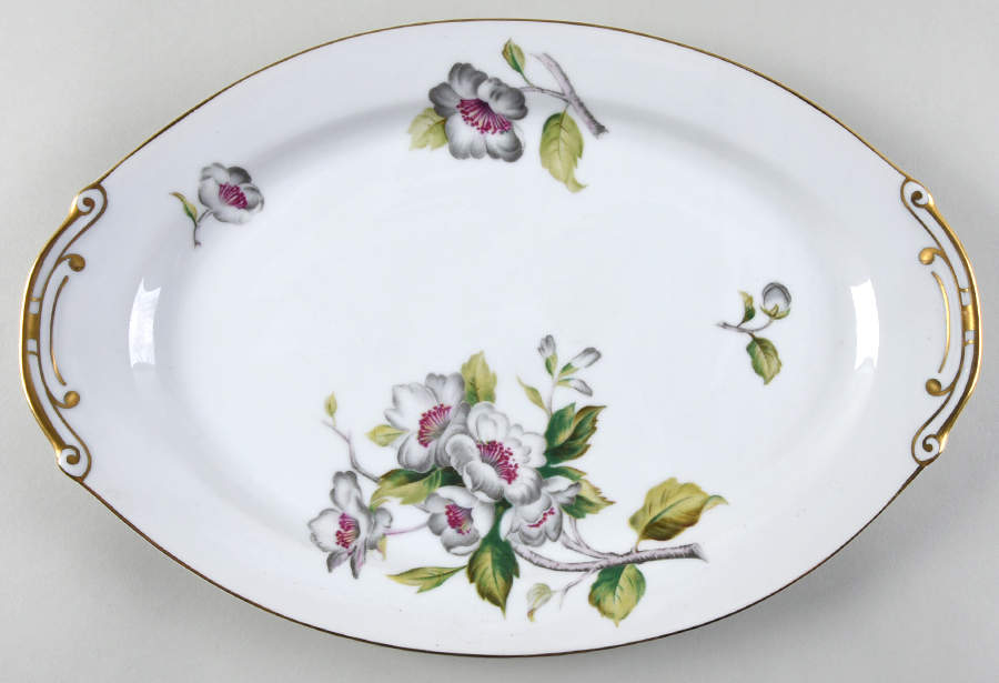 Apple Blossom 14" Oval Serving Platter by Grace-1