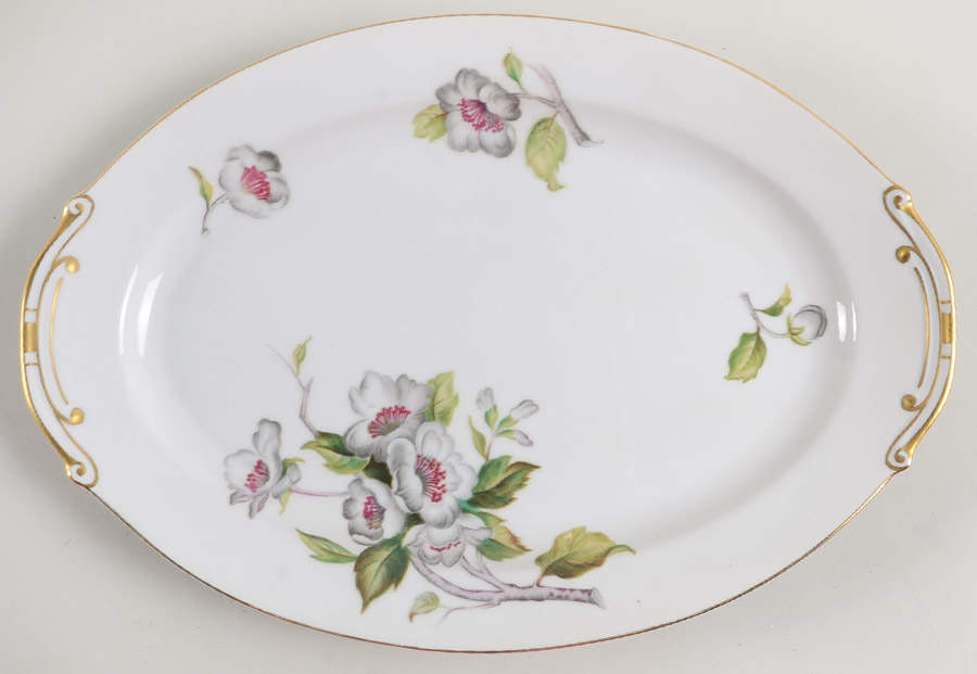 Apple Blossom 12" Oval Serving Platter by Grace-1