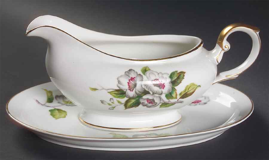 Apple Blossom Gravy Boat & Underplate by Grace-1