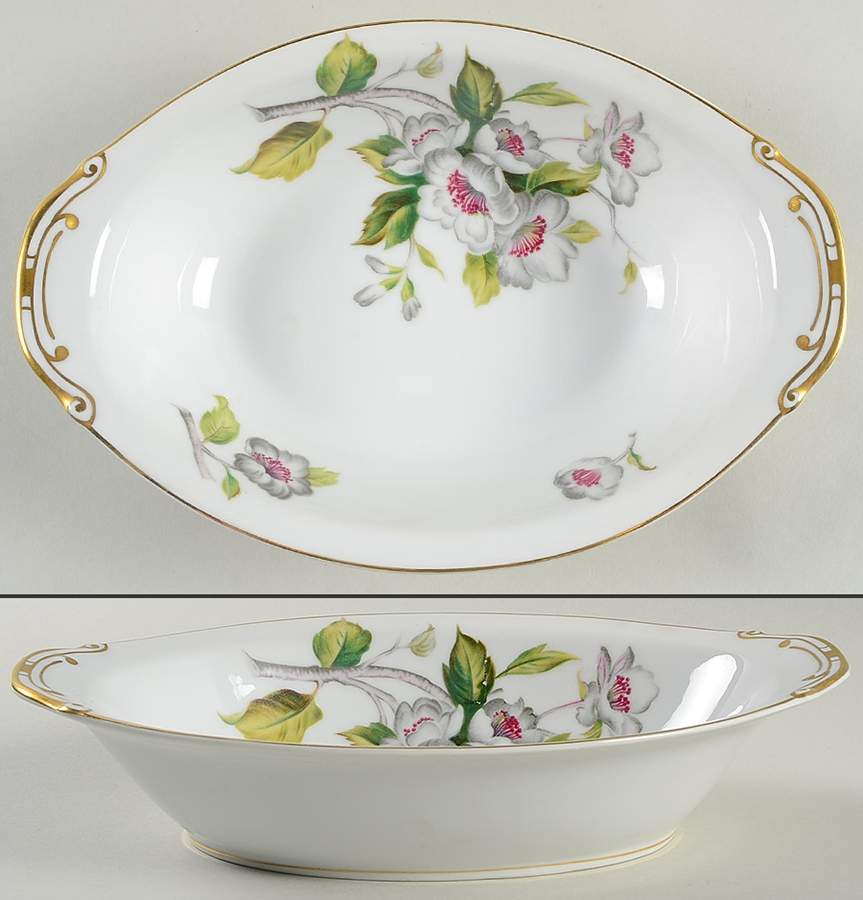 Apple Blossom 11" Oval Vegetable Bowl by Grace-1