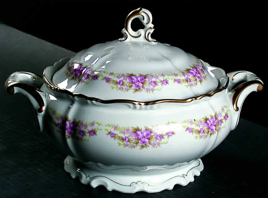 Dresden Rose Round Covered Vegetable by Grace-1