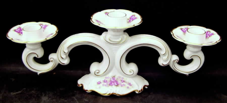 Dresden Rose Three Light Candlestick by Grace-1