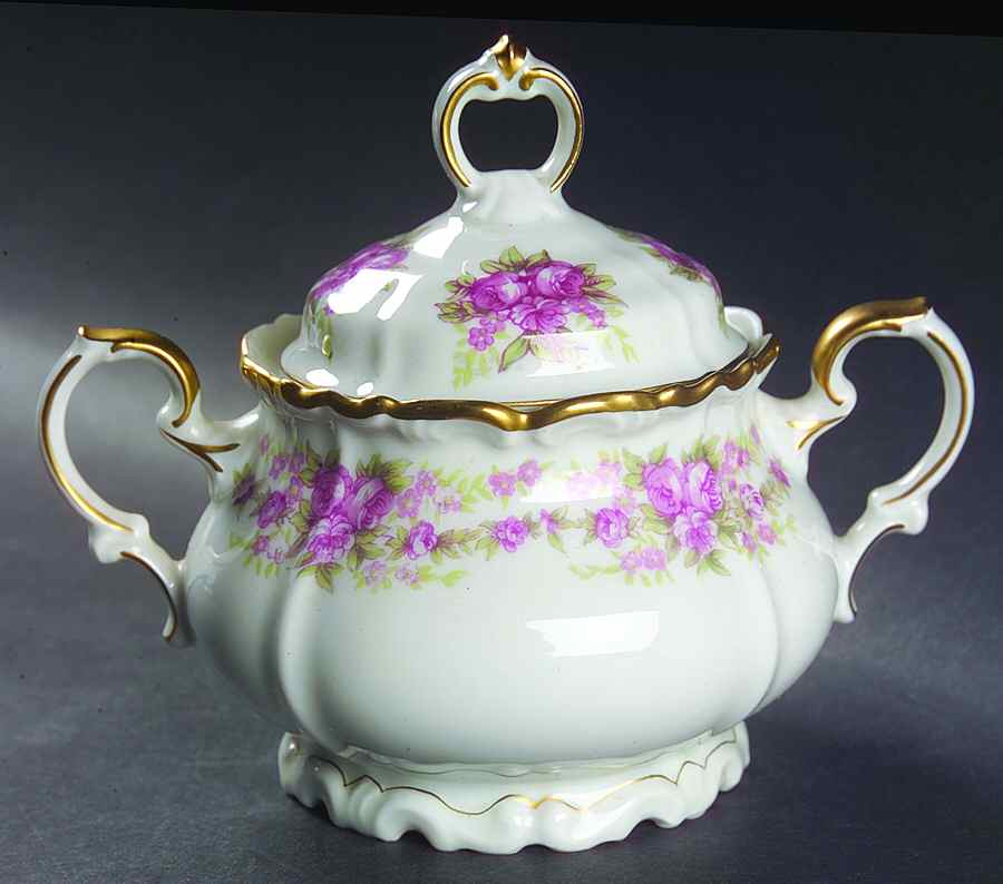 Dresden Rose Sugar Bowl & Lid by Grace-1