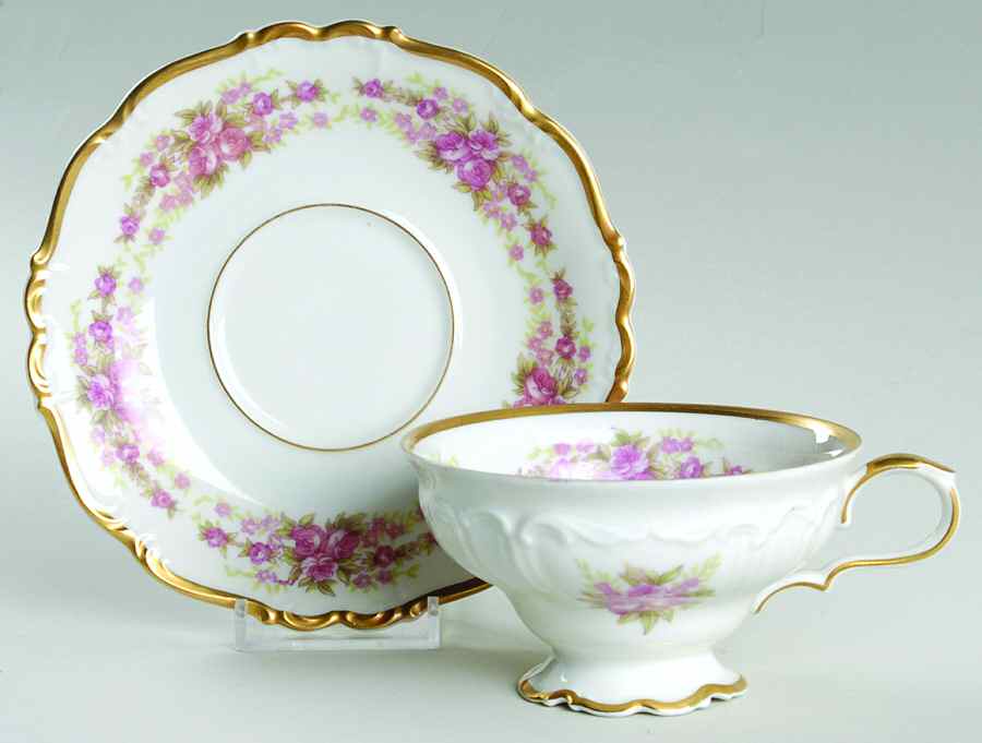 Dresden Rose Footed Cup & Saucer Set by Grace-1