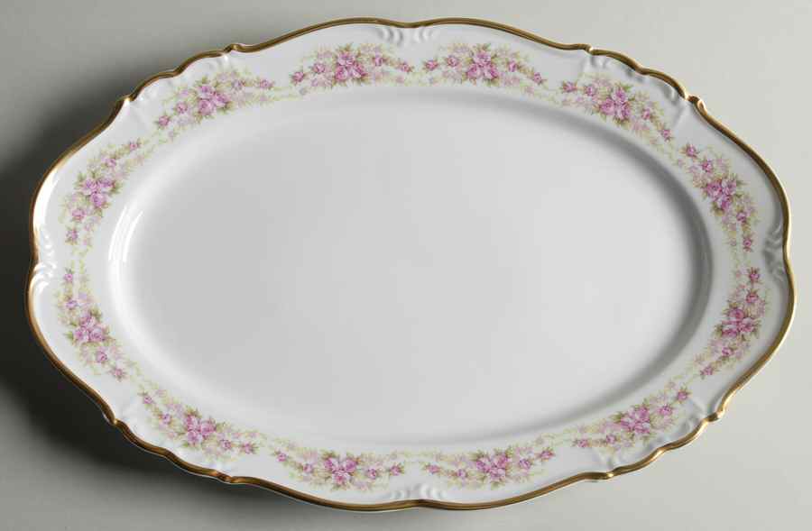 Dresden Rose 15" Oval Serving Platter by Grace-1