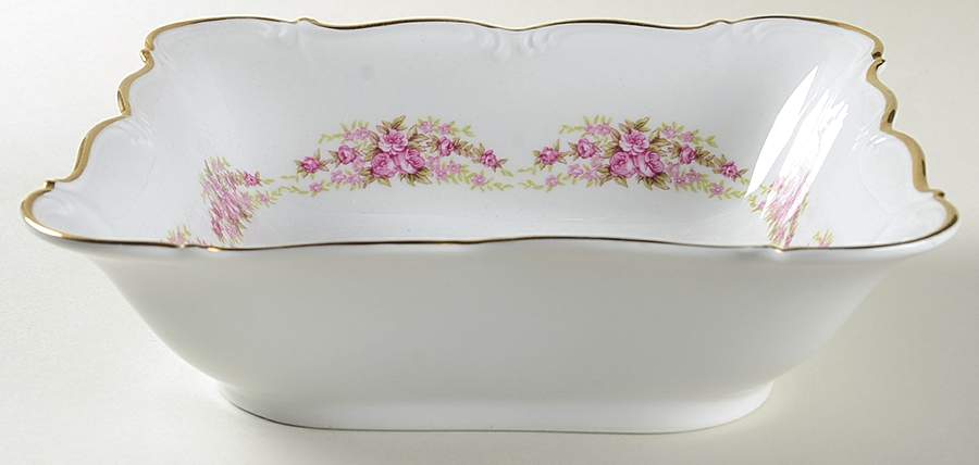 Dresden Rose 8" Square Vegetable Bowl by Grace-1