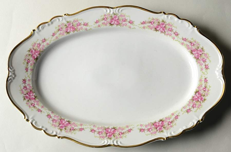 Dresden Rose 13" Oval Serving Platter by Grace-1