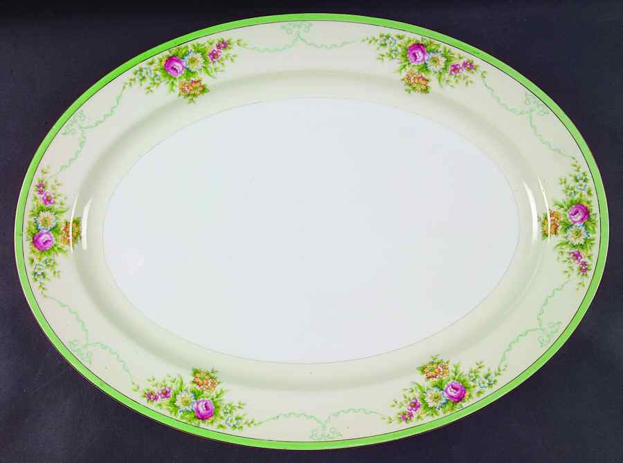 Formal Garden 16" Oval Serving Platter by Grace-1
