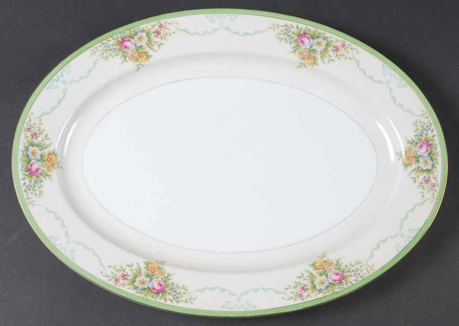Formal Garden 14" Oval Serving Platter by Grace-1