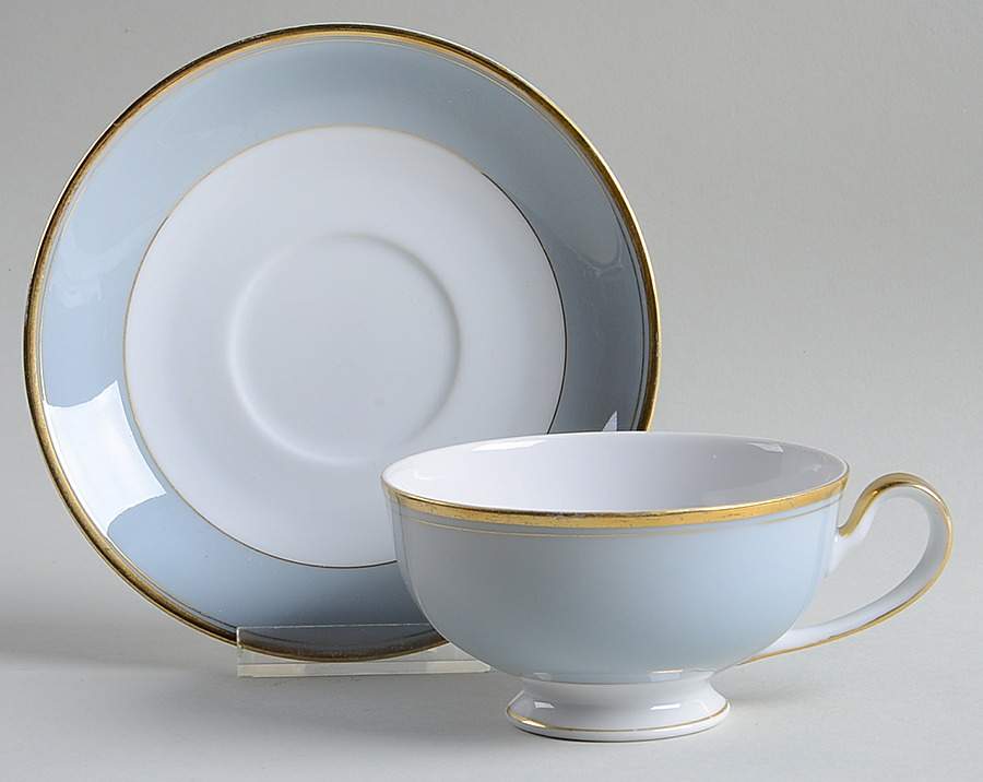 Graymont (Gold Trim) Footed Cup & Saucer Set by Grace-1
