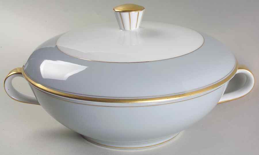 Graymont (Gold Trim) Round Covered Vegetable by Grace-1